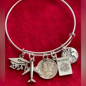 Unique gifts Graduation gift bangle bracelet with silver dime